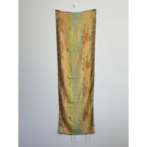 Vintage Marc Rozier Paris Silk Blend Scarf Gold Floral Jacquard Rectangle France